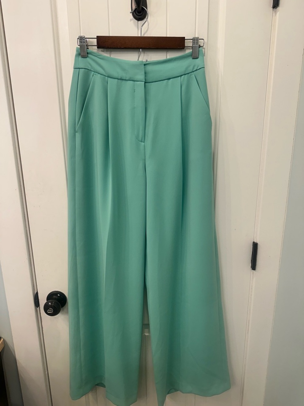 Anthropologie Mint Green Wide Leg Pleated Trousers 2 Light Pastel Academia Chic